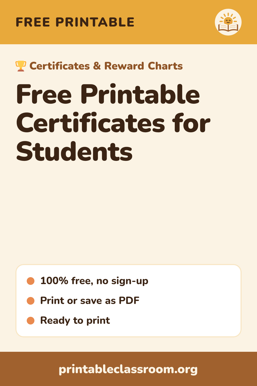 Free Printable Certificates for Students: free printable certificates & reward charts from Printable Classroom. Free editable award certificates for students. Type the name and award, then print. Great for end of year and student of the month.